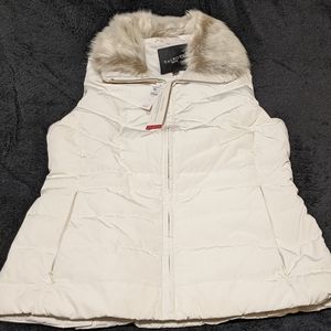 FAUX FUR COLLAR DOWN PUFFER VEST - IVORY